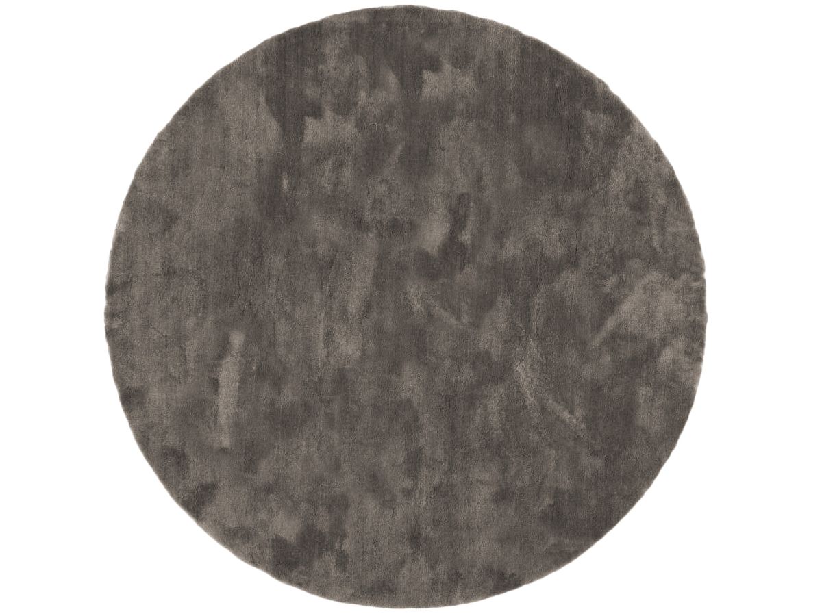 Hochflorteppich Lomani Taupe rund Draufsicht