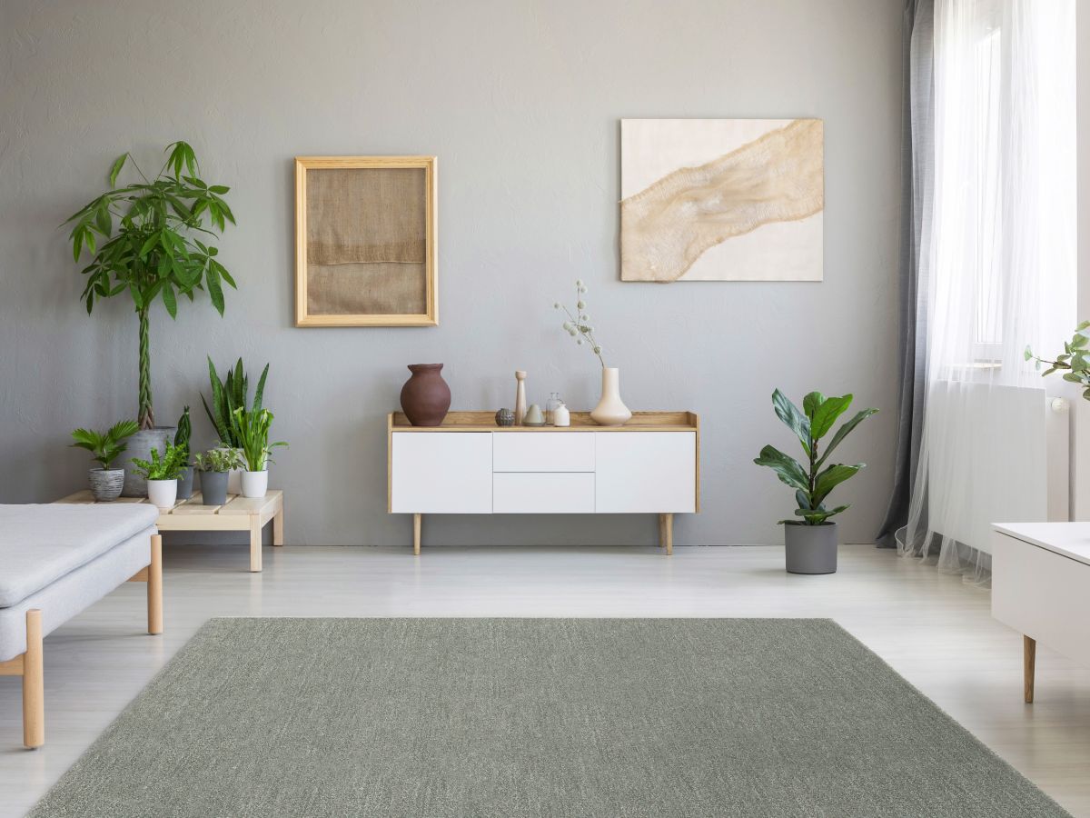 Kurzflorteppich Maduna Grün Milieubild