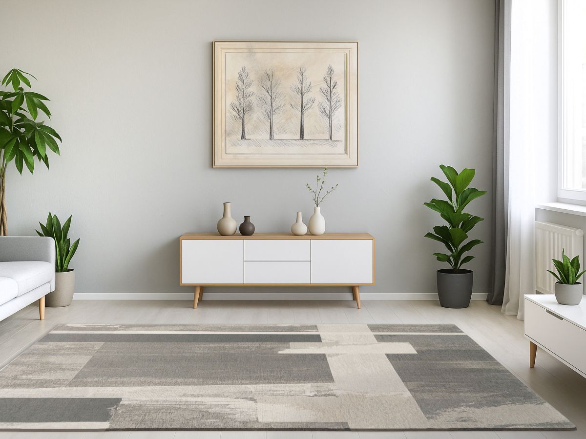 Designteppich Modra Grau Milieubild