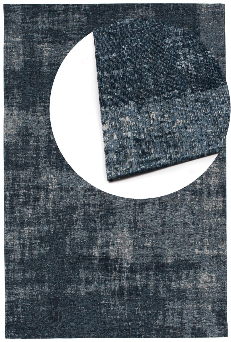 Vintage-Teppich Saragoza Denim Draufsicht mit Lupe