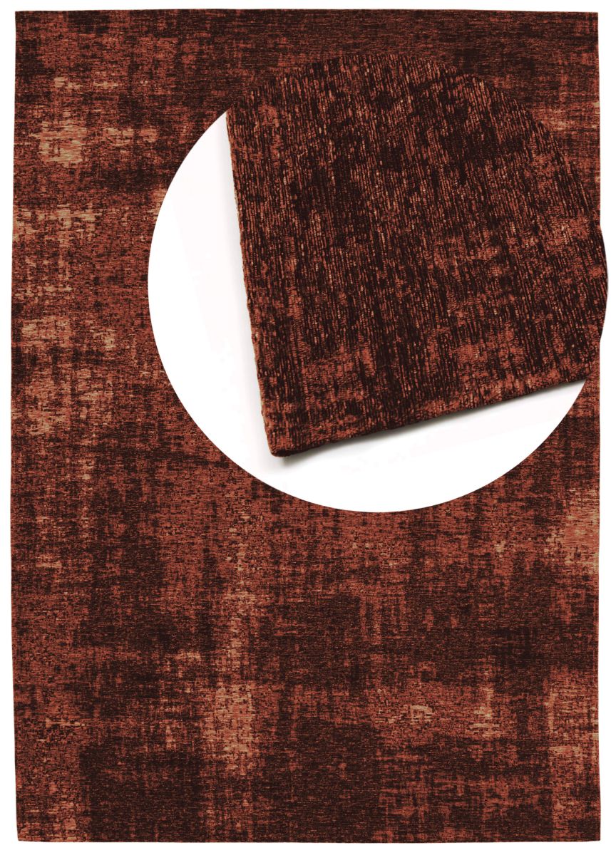 Vintage-Teppich Saragoza Kupfer Draufsicht mit Lupe