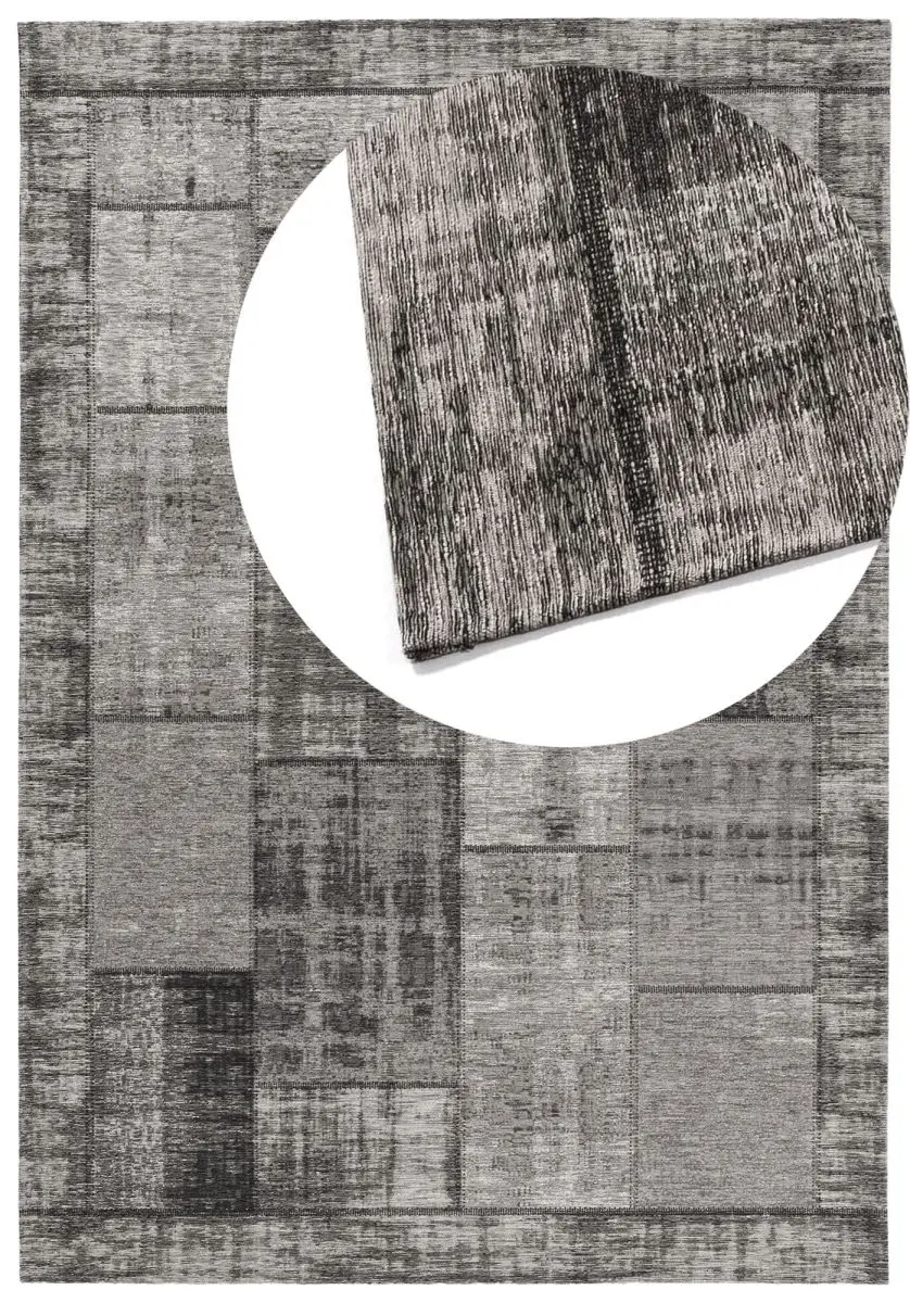 Designteppich Pablo Dunkelgrau Draufsicht mit Lupe