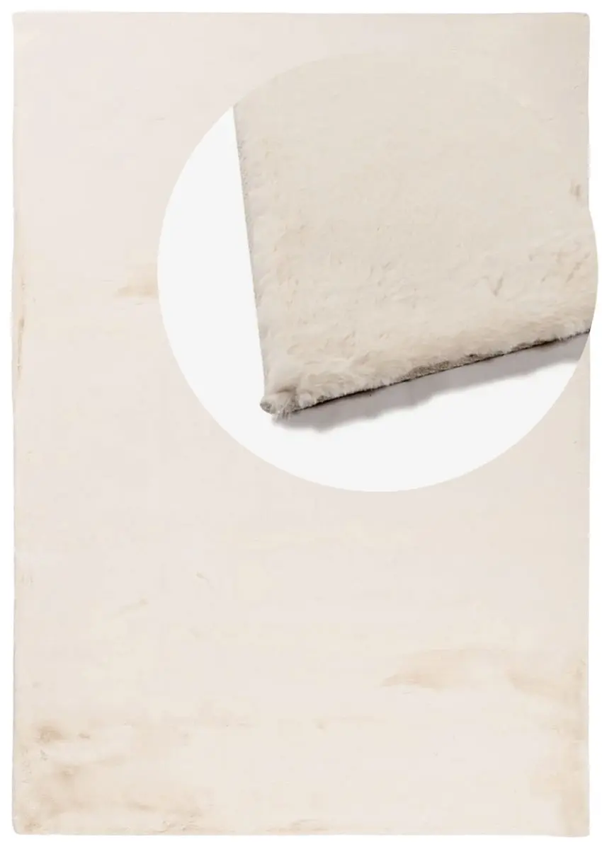 Hochflorteppich Lotti Beige Draufsicht mit Lupe Hochflorteppich Lotti Beige Draufsicht mit Lupe