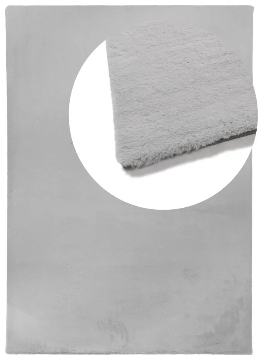 Hochflorteppich Lotti Hellgrau Draufsicht mit Lupe Hochflorteppich Lotti Hellgrau Draufsicht mit Lupe