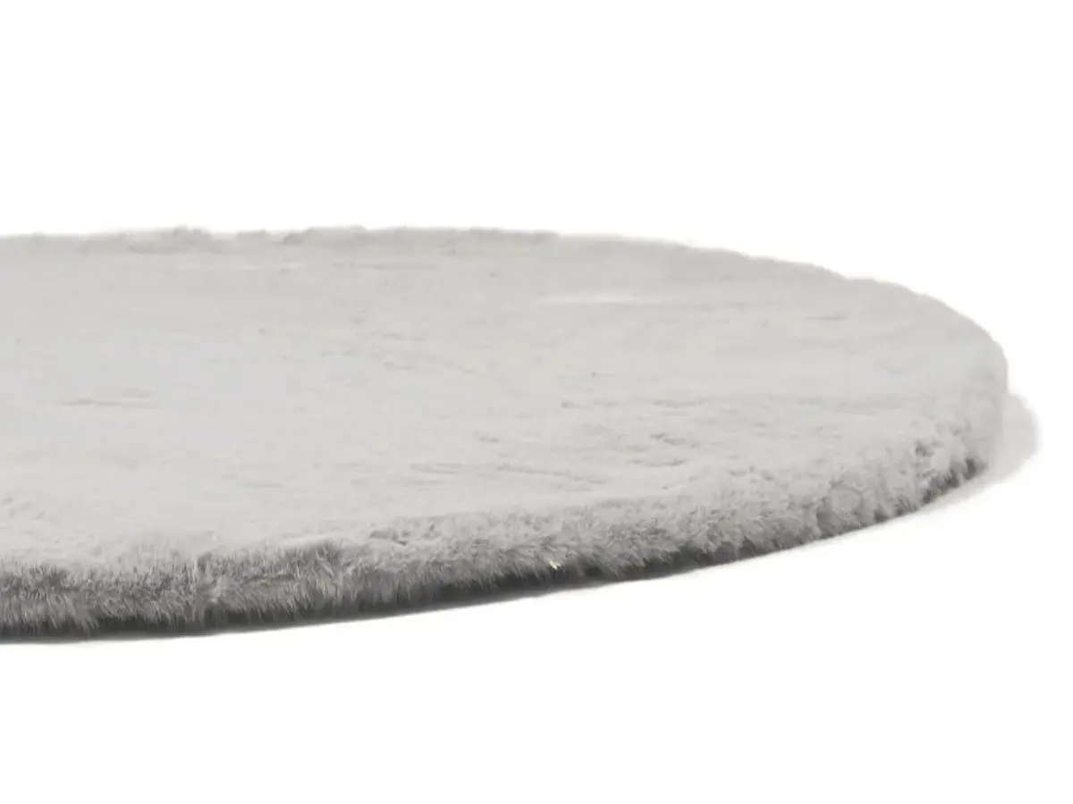 Hochflorteppich Lotti Hellgrau rund Kante Hochflorteppich Lotti Hellgrau rund Kante