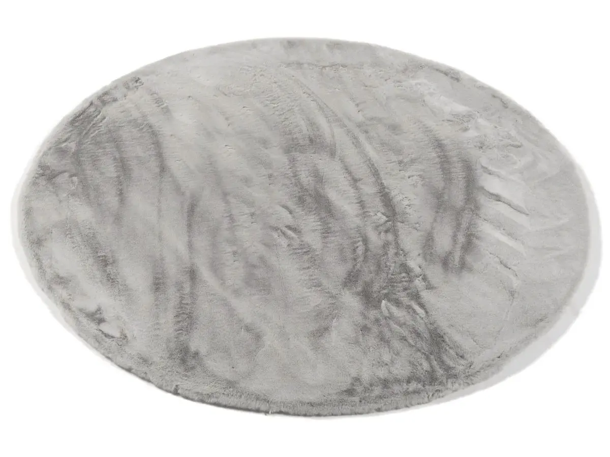 Hochflorteppich Lotti Hellgrau rund Draufsicht schräg Hochflorteppich Lotti Hellgrau rund Draufsicht schräg