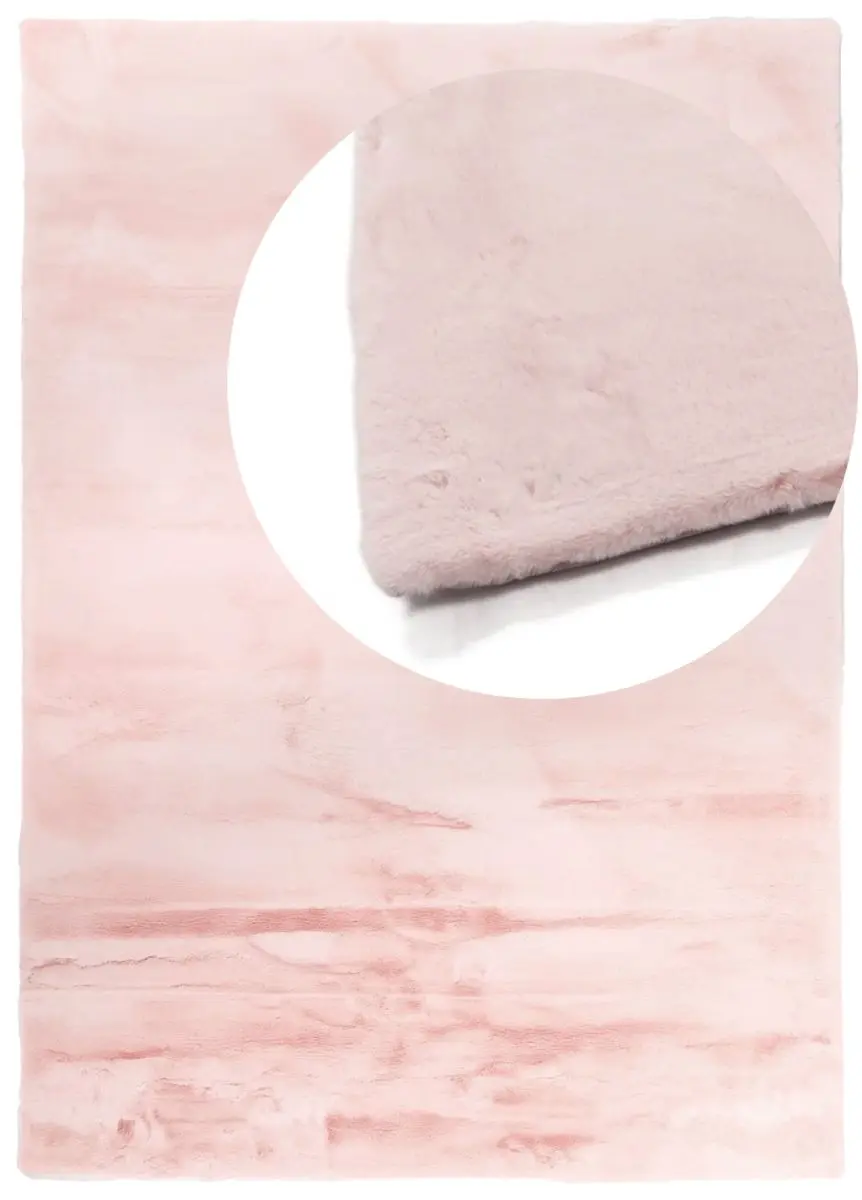 Hochflorteppich Lotti Rosa Draufsicht mit Lupe Hochflorteppich Lotti Rosa Draufsicht mit Lupe