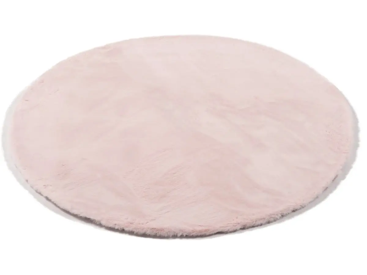 Hochflorteppich Lotti Rosa rund Draufsicht schräg Hochflorteppich Lotti Rosa rund Draufsicht schräg