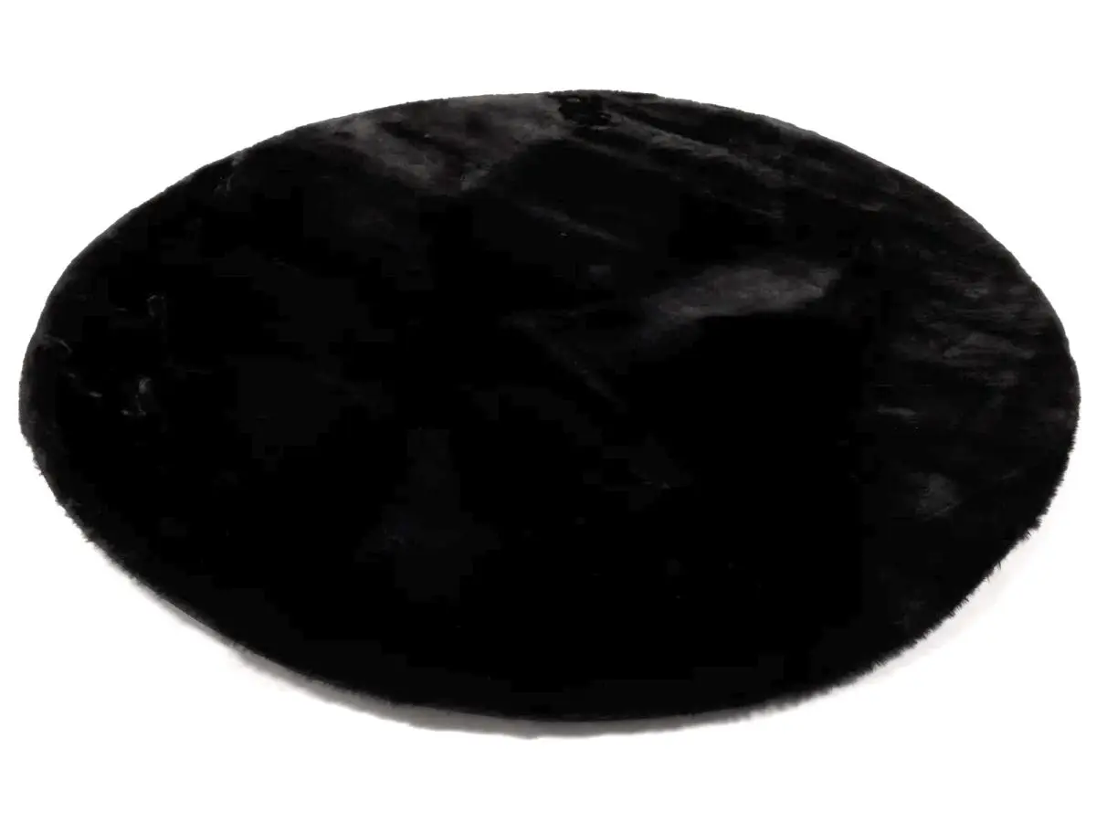 Hochflorteppich Lotti Schwarz rund Draufsicht schräg Hochflorteppich Lotti Schwarz rund Draufsicht schräg