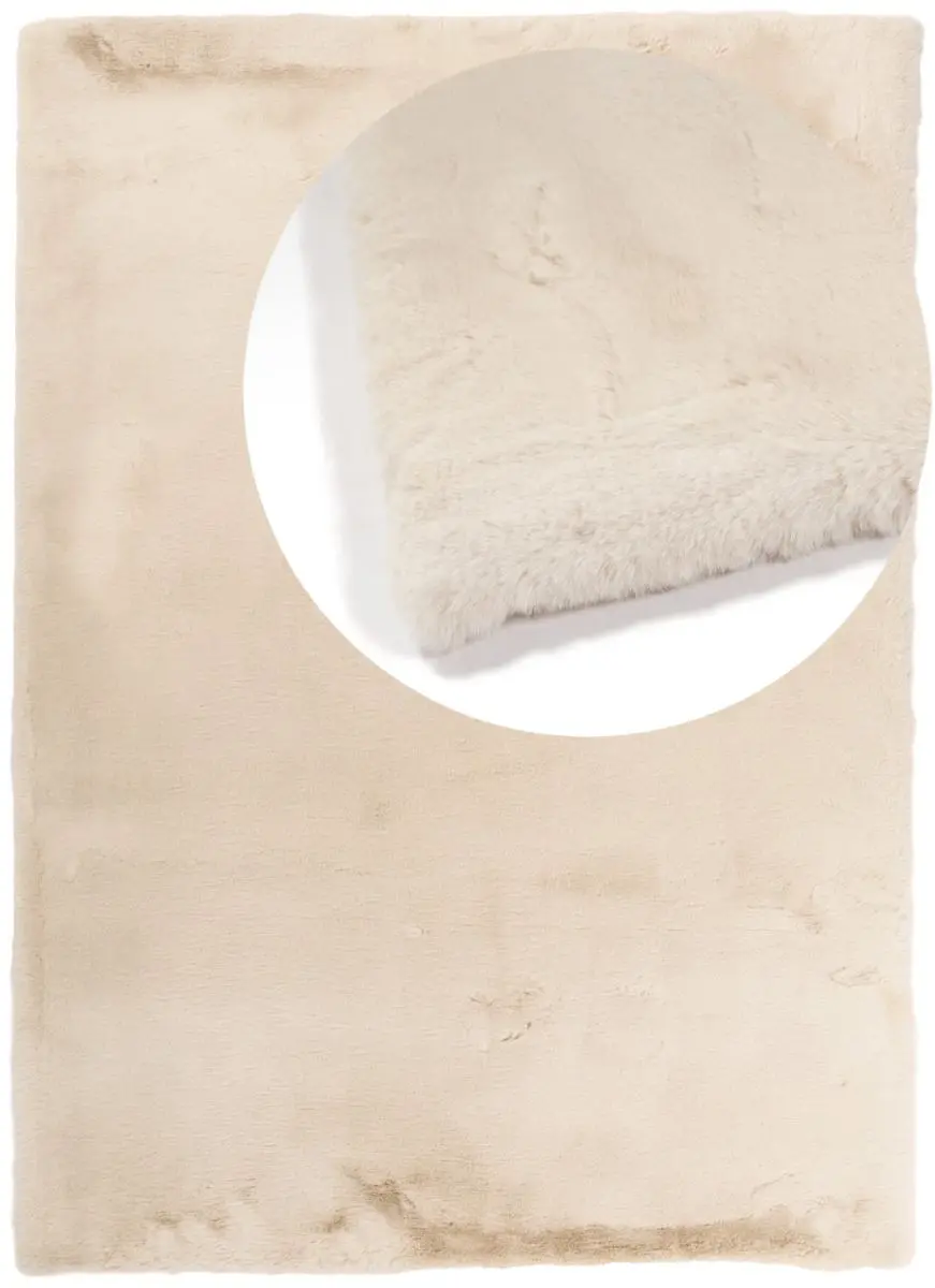 Hochflorteppich Louisa Champagner Draufsicht mit Lupe Hochflorteppich Louisa Champagner Draufsicht mit Lupe