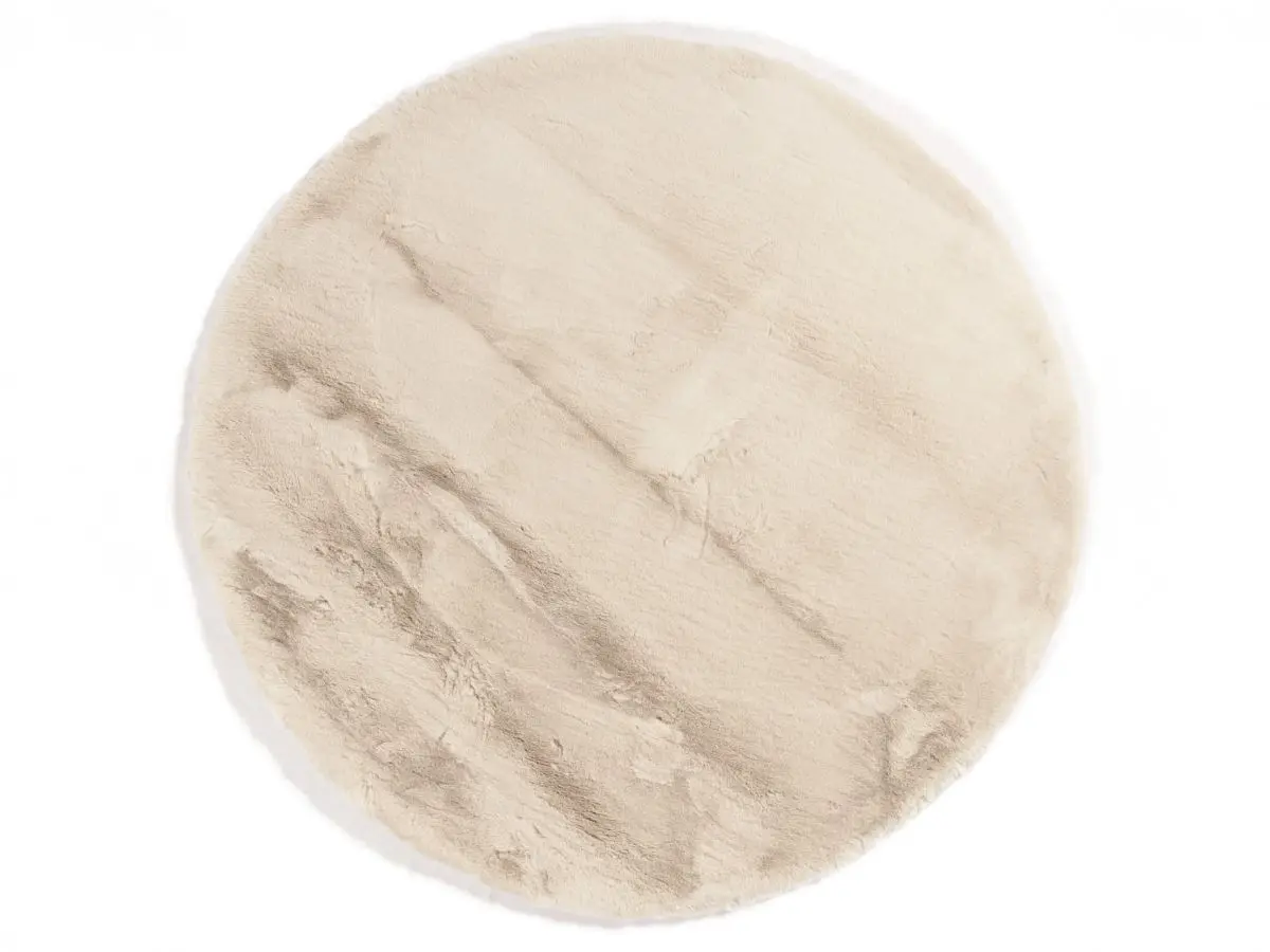 Hochflorteppich Louisa Champagner Draufsicht rund Hochflorteppich Louisa Champagner Draufsicht rund