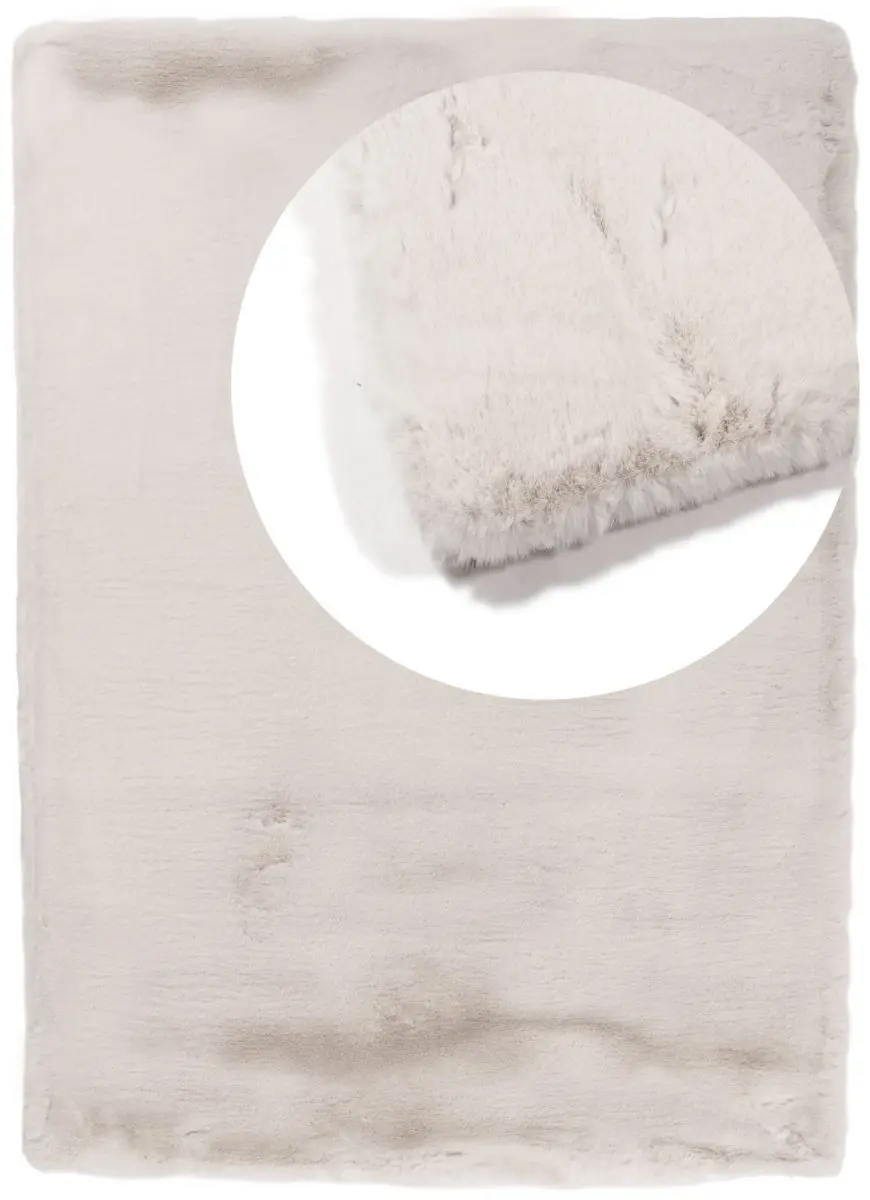 Hochflorteppich Louisa creme Draufsicht mit Lupe Hochflorteppich Louisa creme Draufsicht mit Lupe