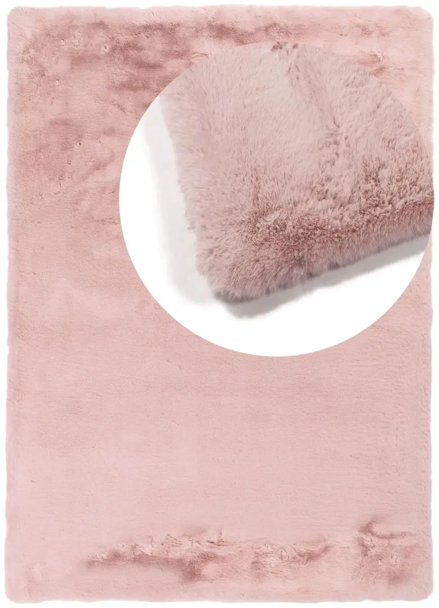 Hochflorteppich Louisa Rosa Draufsicht mit Lupe Hochflorteppich Louisa Rosa Draufsicht mit Lupe