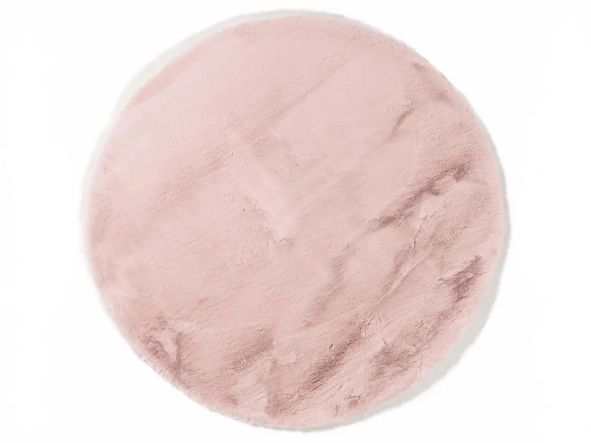 Hochflorteppich Louisa Rosa rund Draufsicht Hochflorteppich Louisa Rosa rund Draufsicht