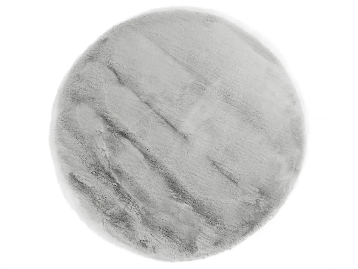 Hochflorteppich Louisa Silbergrau rund Draufsicht Hochflorteppich Louisa Silbergrau rund Draufsicht