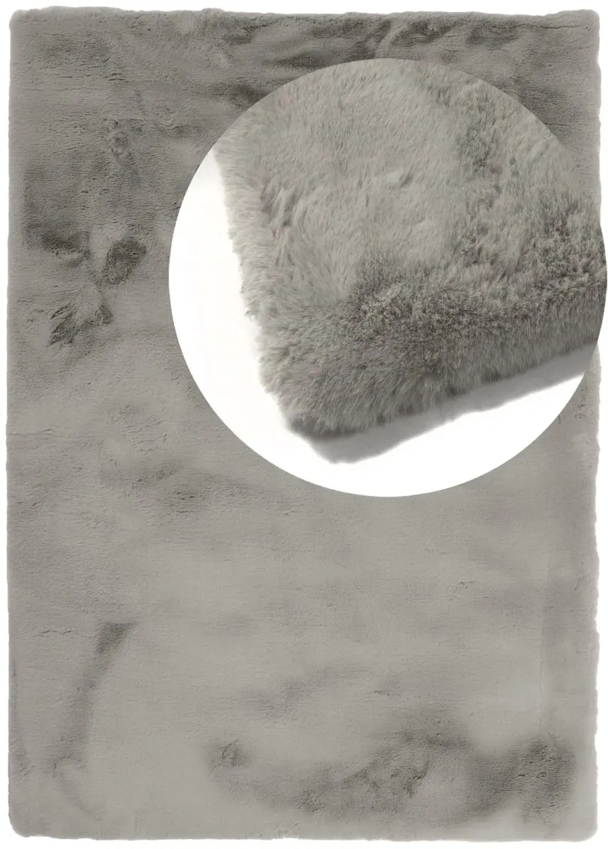 Hochflorteppich Louisa Taupe Draufsicht mit Lupe Hochflorteppich Louisa Taupe Draufsicht mit Lupe