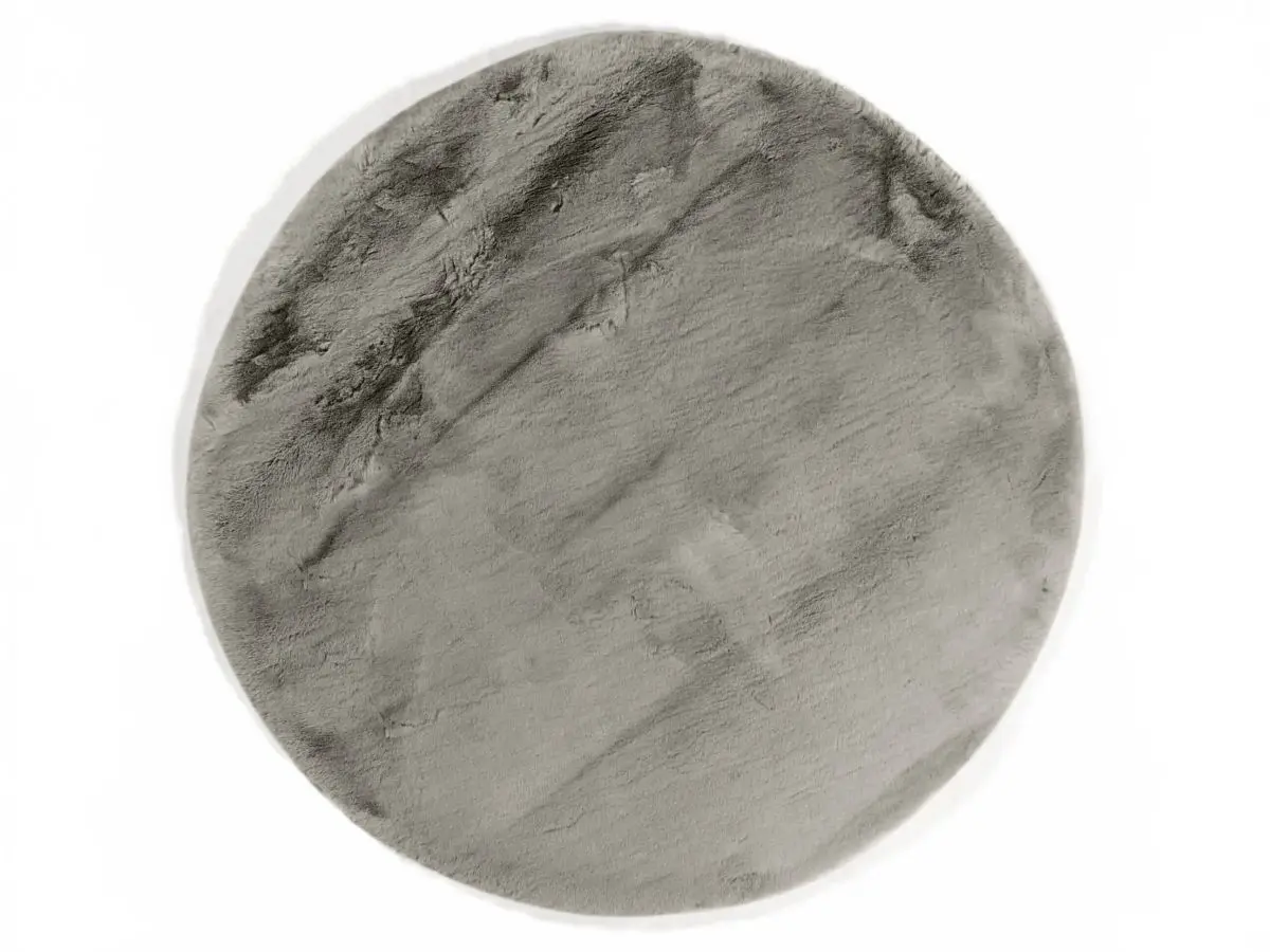 Hochflorteppich Louisa Taupe rund Draufsicht Hochflorteppich Louisa Taupe rund Draufsicht