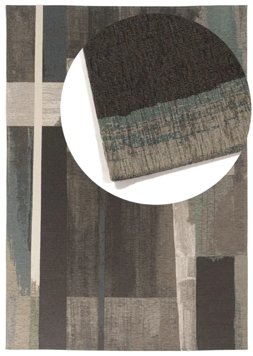 Designteppich Modra Blau Draufsicht mit Lupe