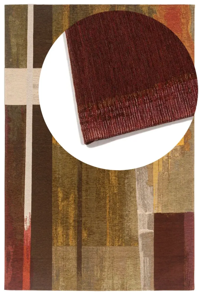 Designteppich Modra Kupfer Draufsicht mit Lupe