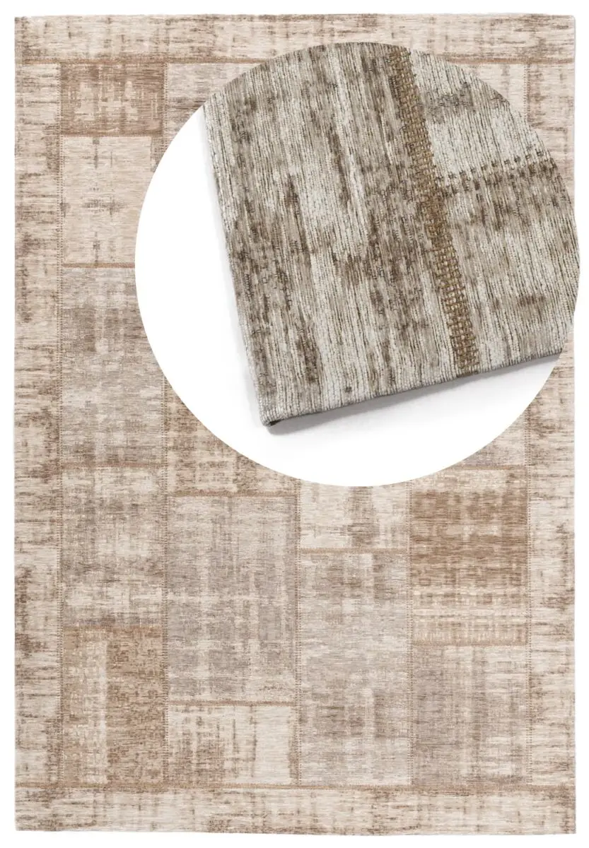Designteppich Pablo Beige Draufsicht mit Lupe