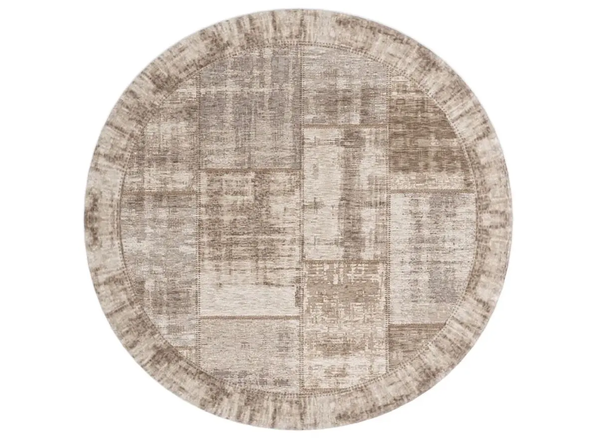 Designteppich Pablo Beige rund Draufsicht