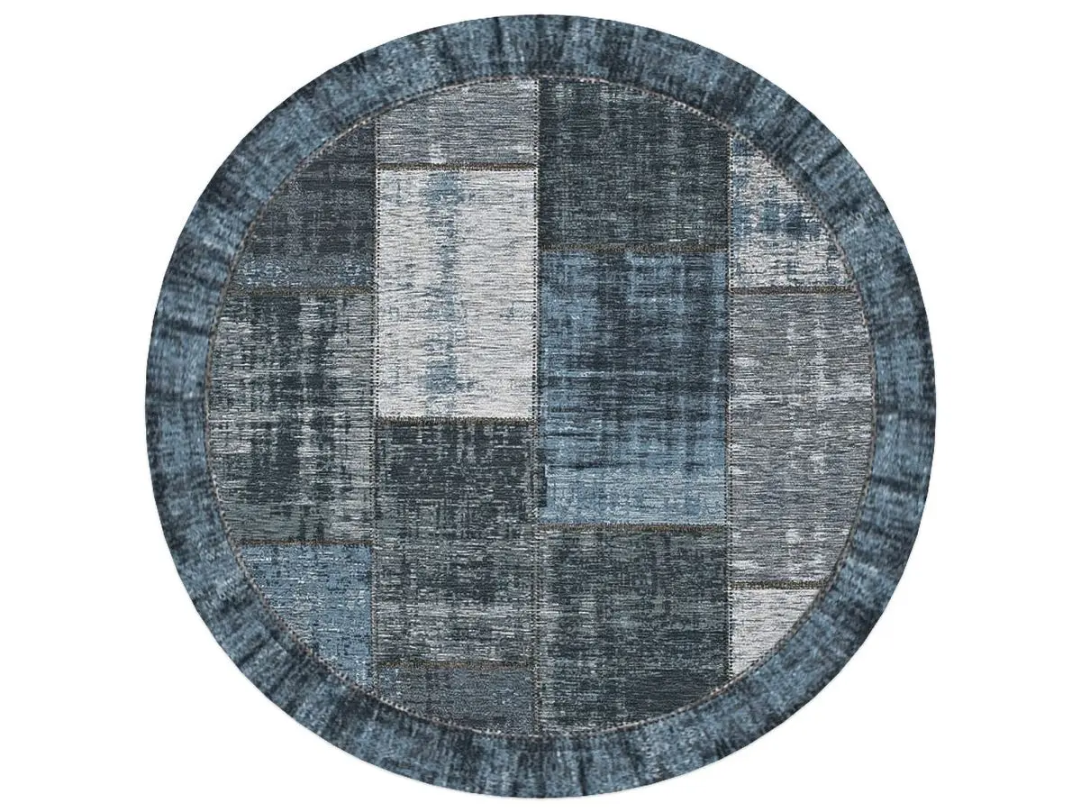 Designteppich Pablo Denim rund Draufsicht