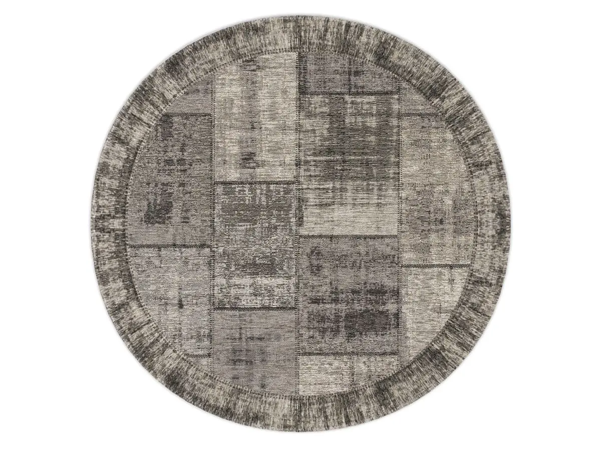 Designteppich Pablo Dunkelgrau rund Draufsicht