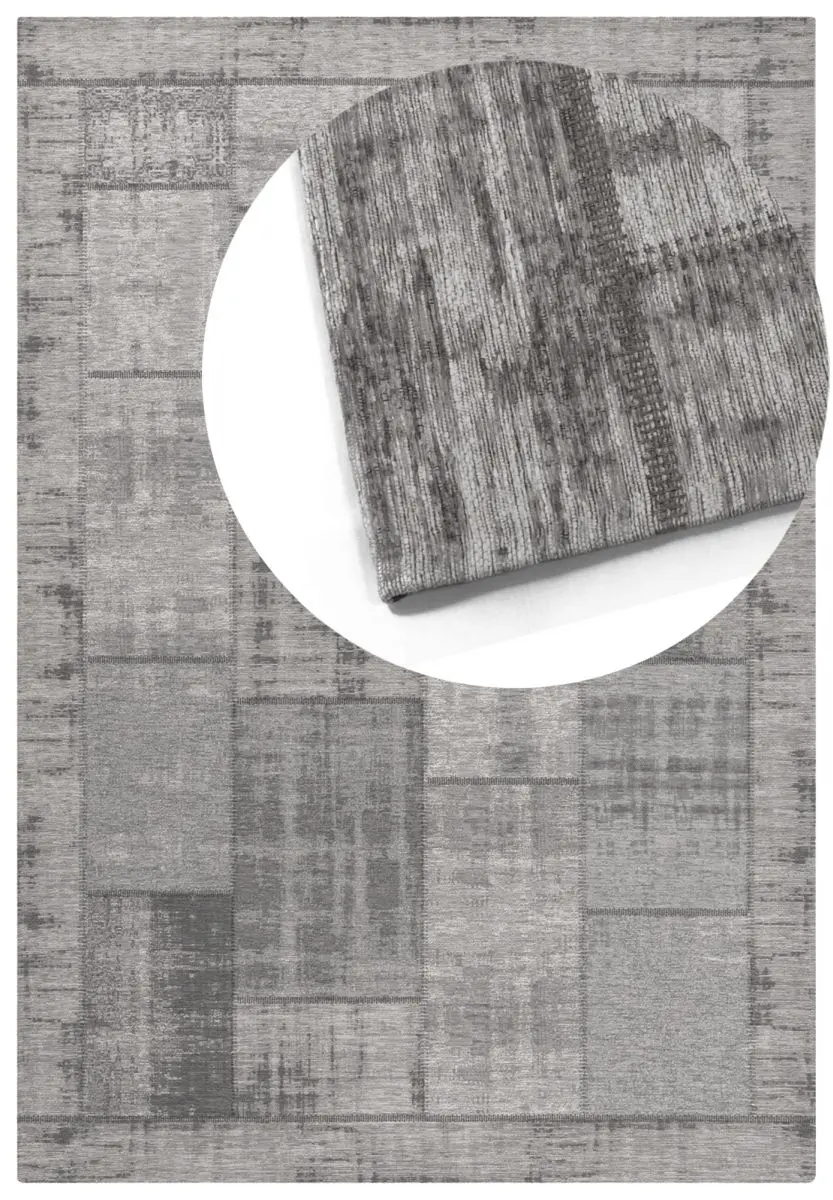 Designteppich Pablo Grau Draufsicht mit Lupe
