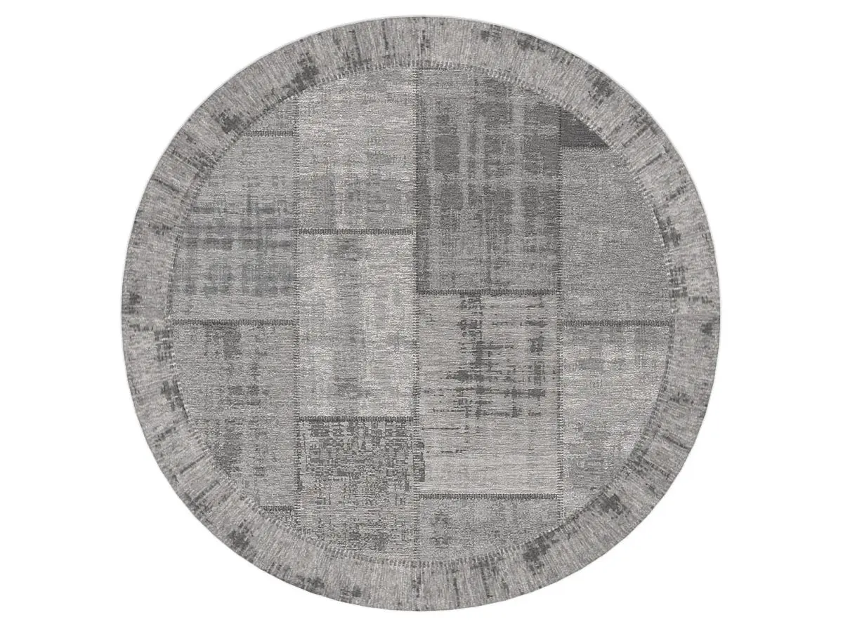 Designteppich Pablo Grau rund Draufsicht