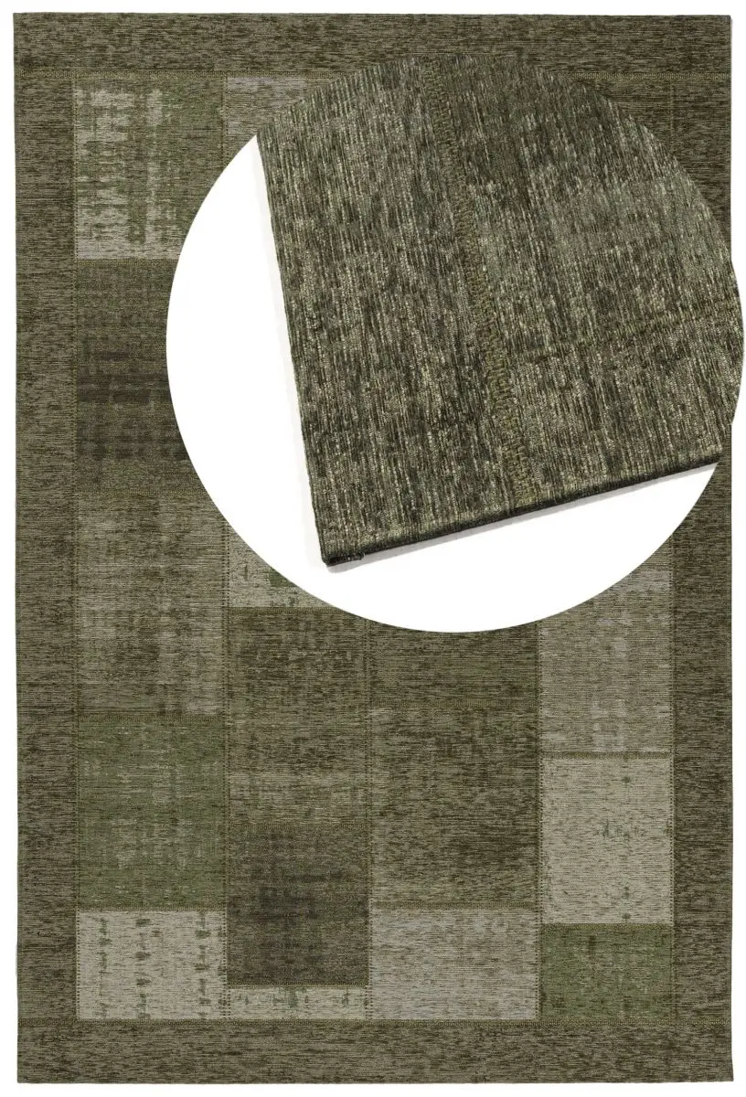 Designteppich Pablo Grün Draufsicht mit Lupe
