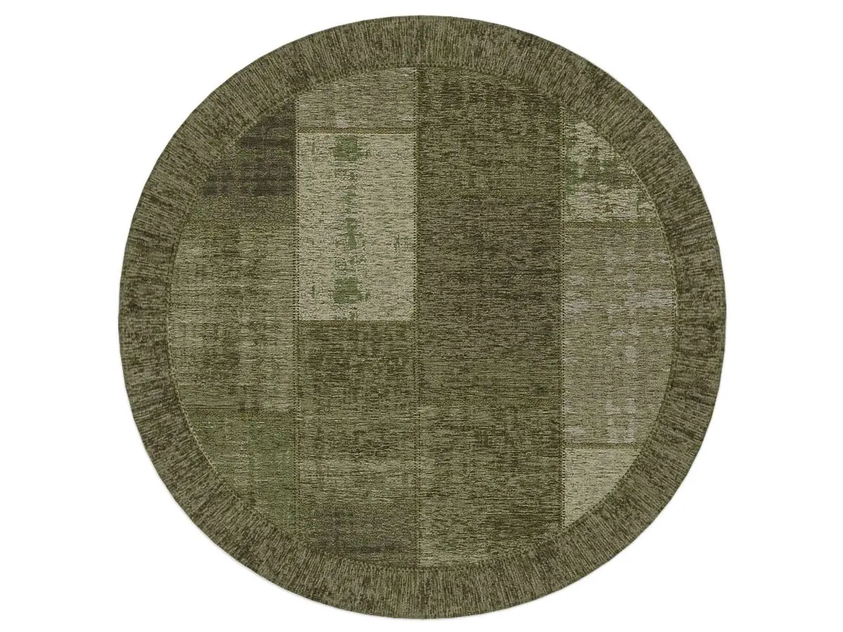 Designteppich Pablo Grün rund Draufsicht
