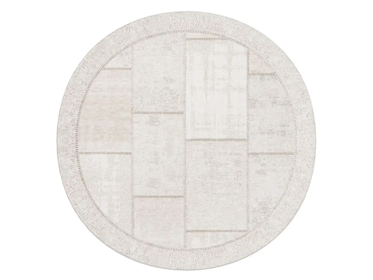 Designteppich Pablo Hellbeige rund Draufsicht