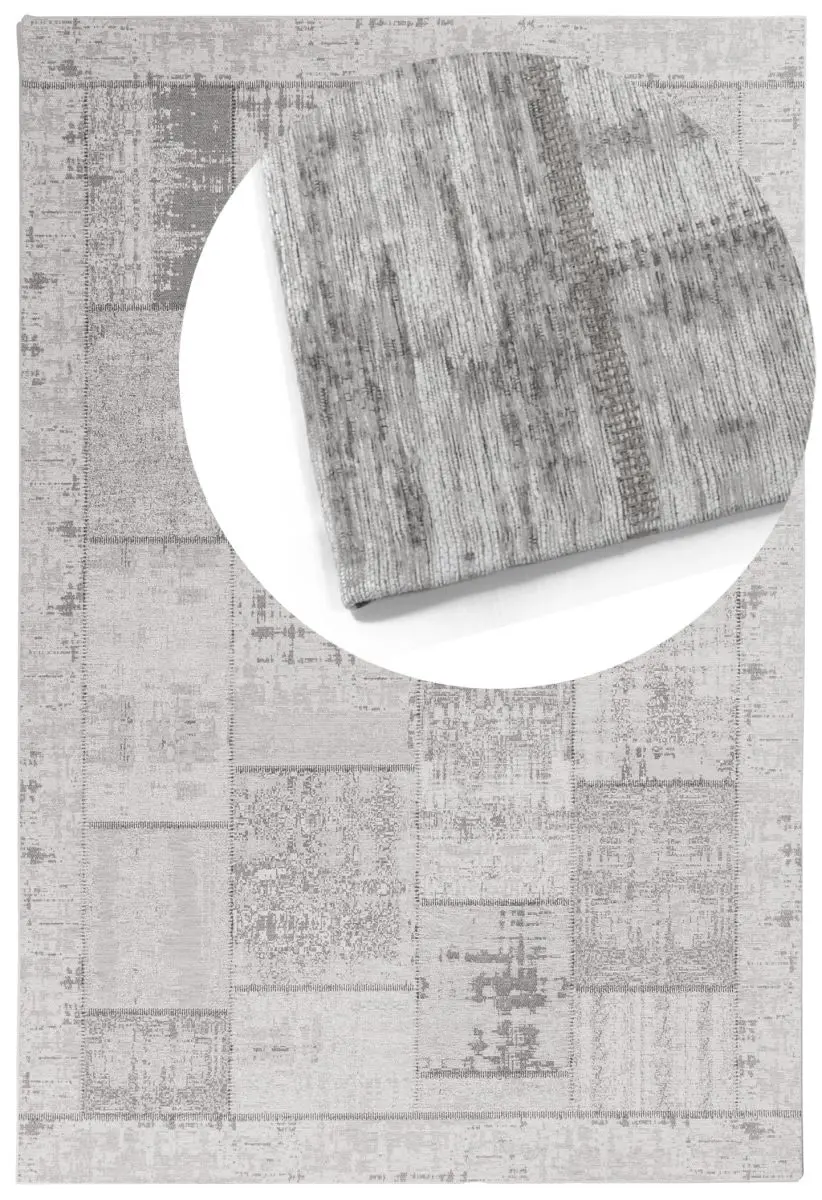 Designteppich Pablo Hellgrau Draufsicht mit Lupe