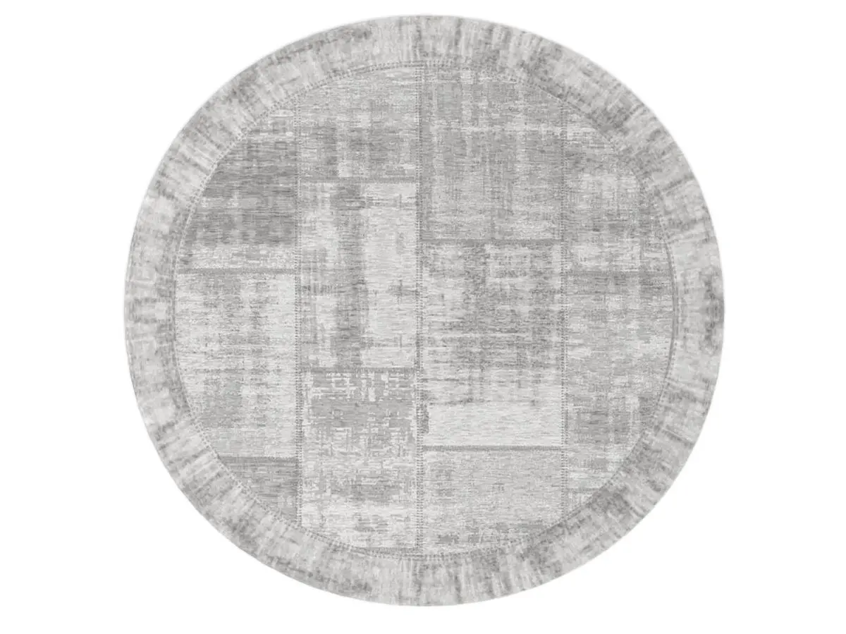 Designteppich Pablo Hellgrau rund Draufsicht