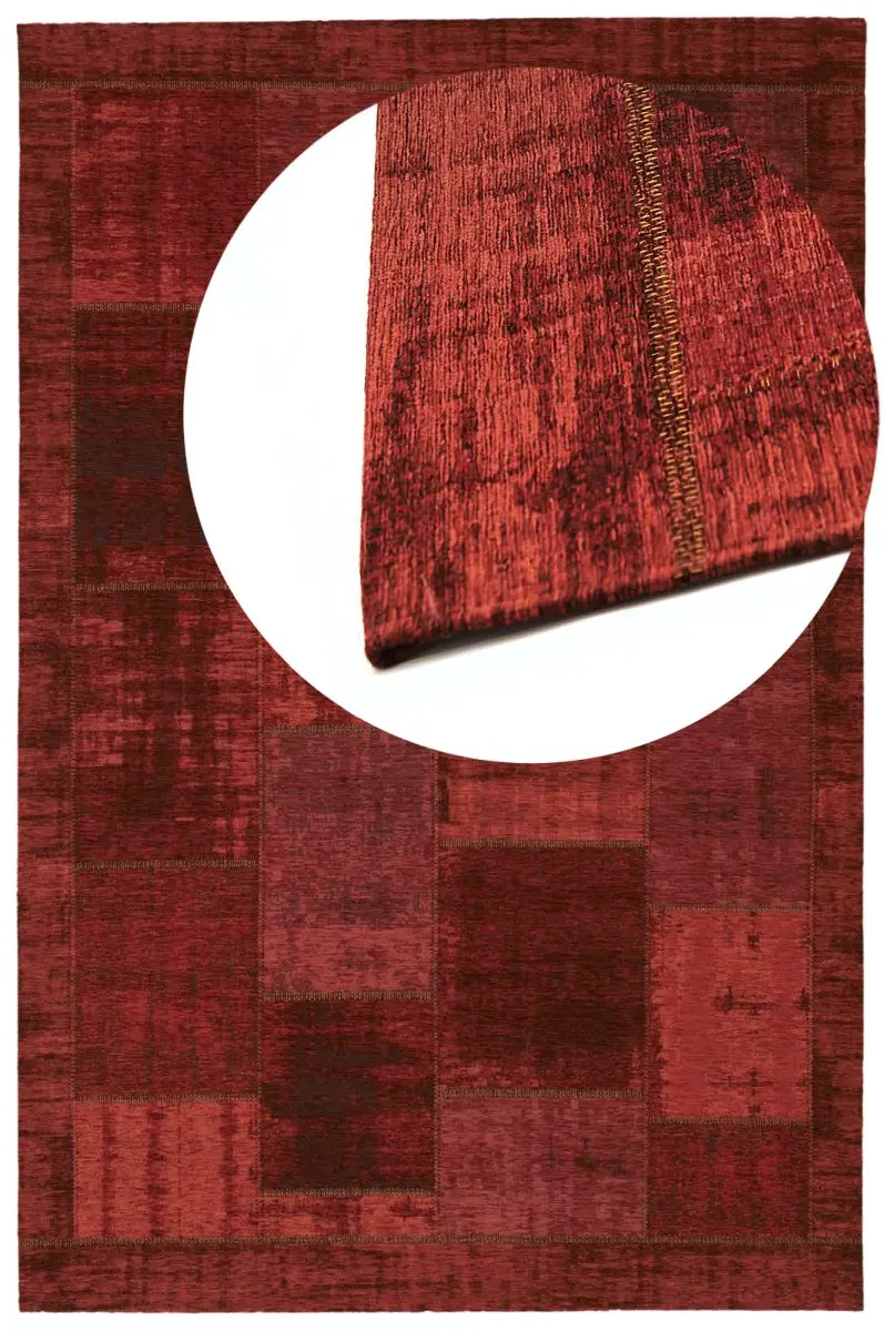 Designteppich Pablo Rot Draufsicht mit Lupe