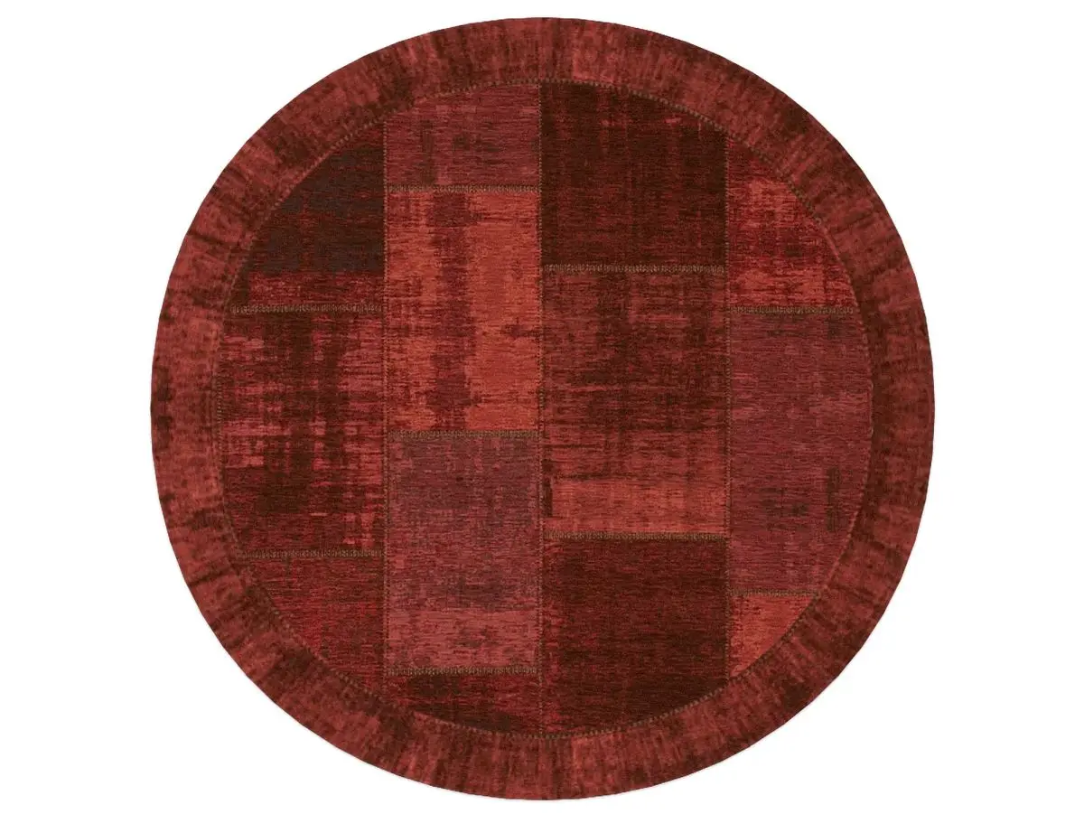 Designteppich Pablo Rot rund Draufsicht