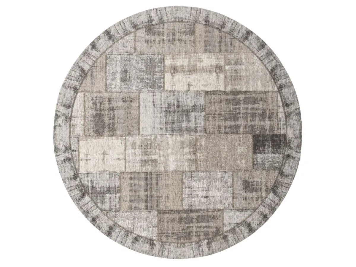 Designteppich Pablo Taupe rund Draufsicht