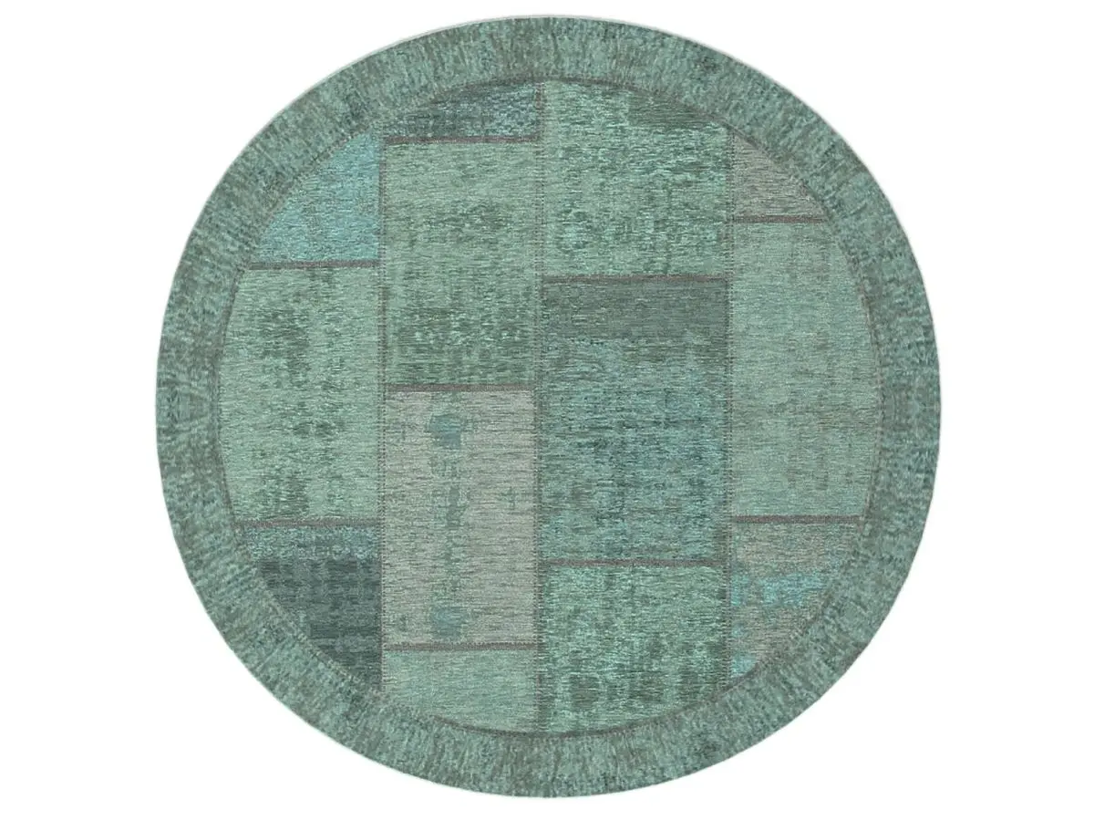 Designteppich Pablo Türkis rund Draufsicht