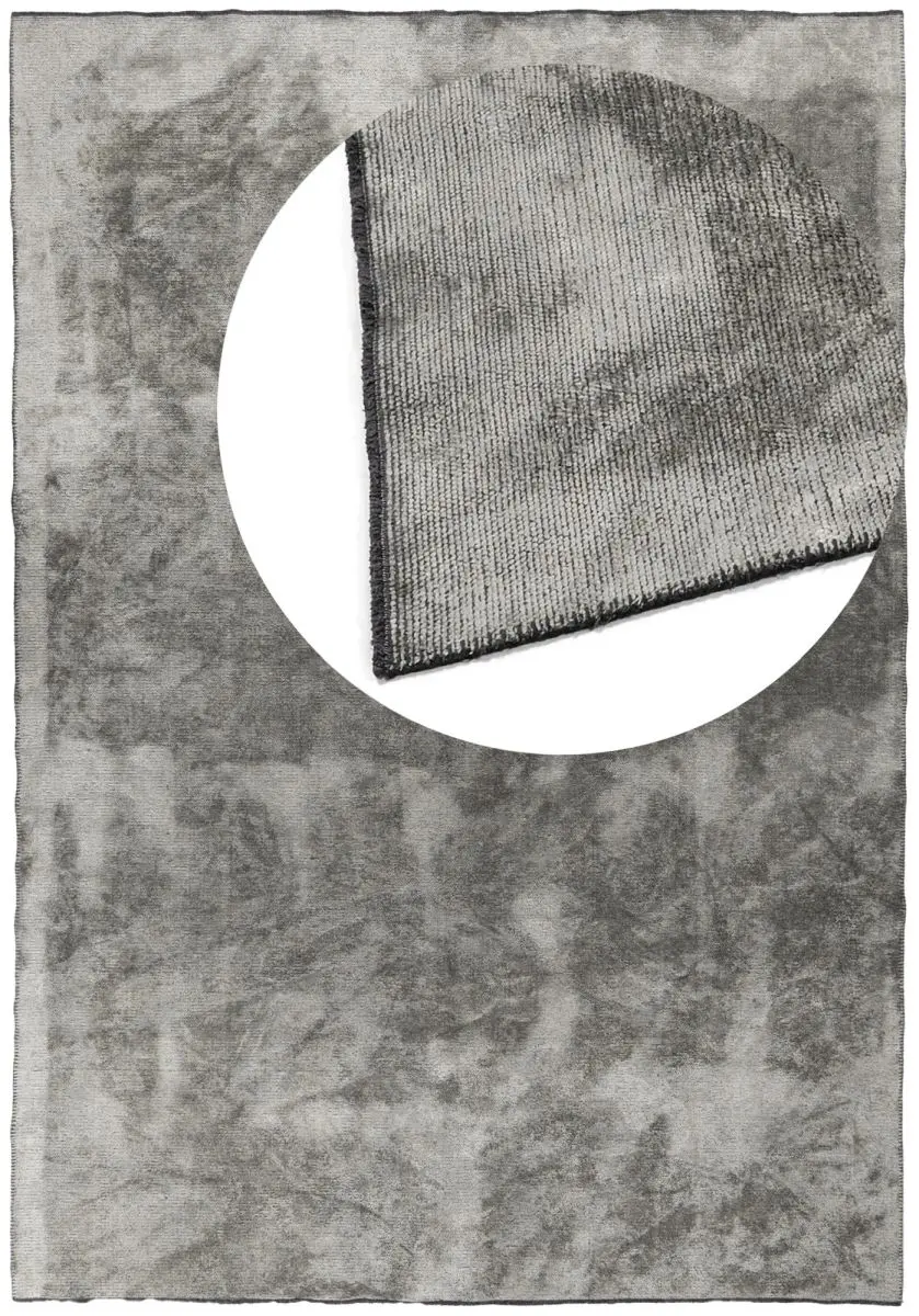 Luxusteppich Royce Silber Draufsicht mit Lupe