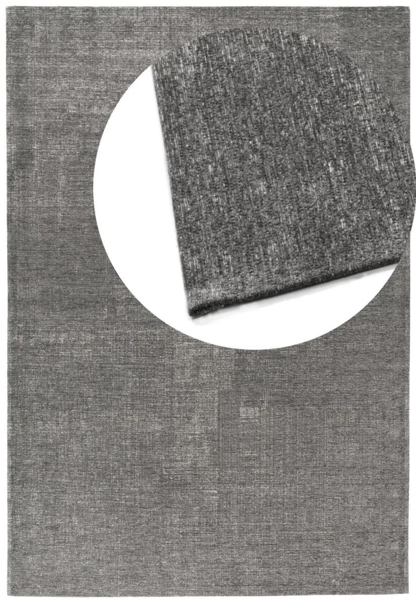 Vintage-Teppich Salamanca Grau Draufsicht mit Lupe