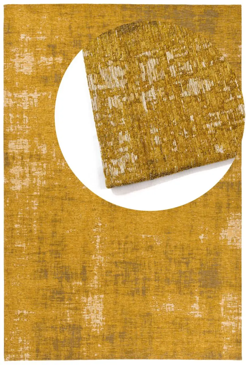 Vintage-Teppich Saragoza Gold Draufsicht mit Lupe Vintage-Teppich Saragoza Gold Draufsicht mit Lupe