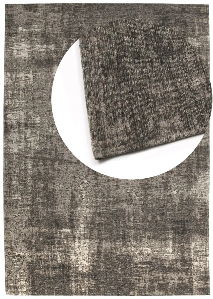 Vintage-Teppich Saragoza Grau Draufsicht mit Lupe Vintage-Teppich Saragoza Grau Draufsicht mit Lupe