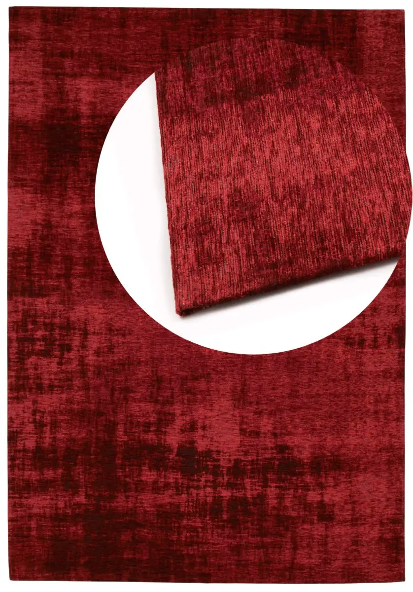 Vintage-Teppich Saragoza Rot Draufsicht mit Lupe Vintage-Teppich Saragoza Rot Draufsicht mit Lupe