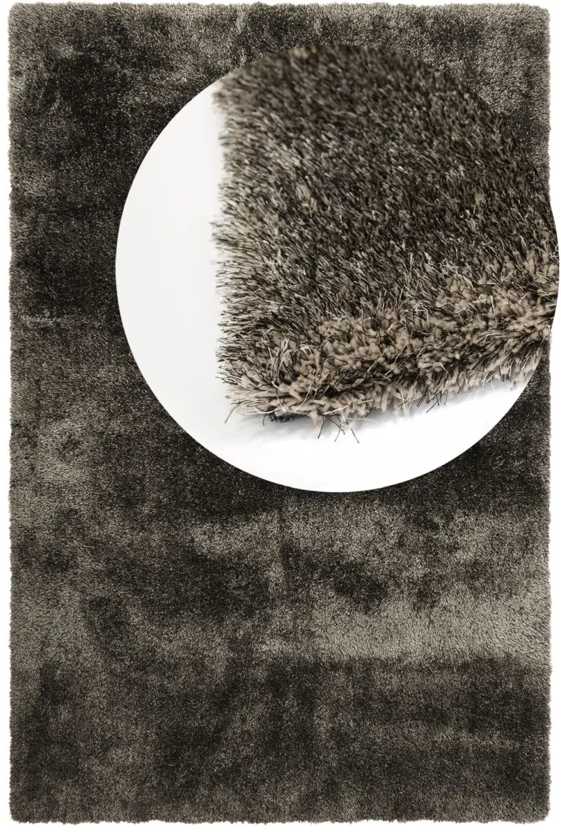 Hochflorteppich Sensit Beige-Mix Draufsicht mit Lupe