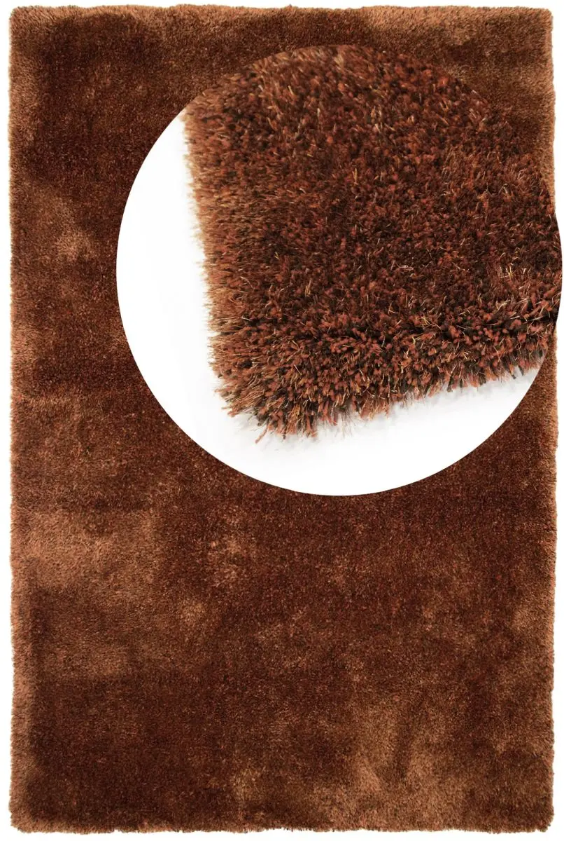 Hochflorteppich Sensit Orange Draufsicht mit Lupe