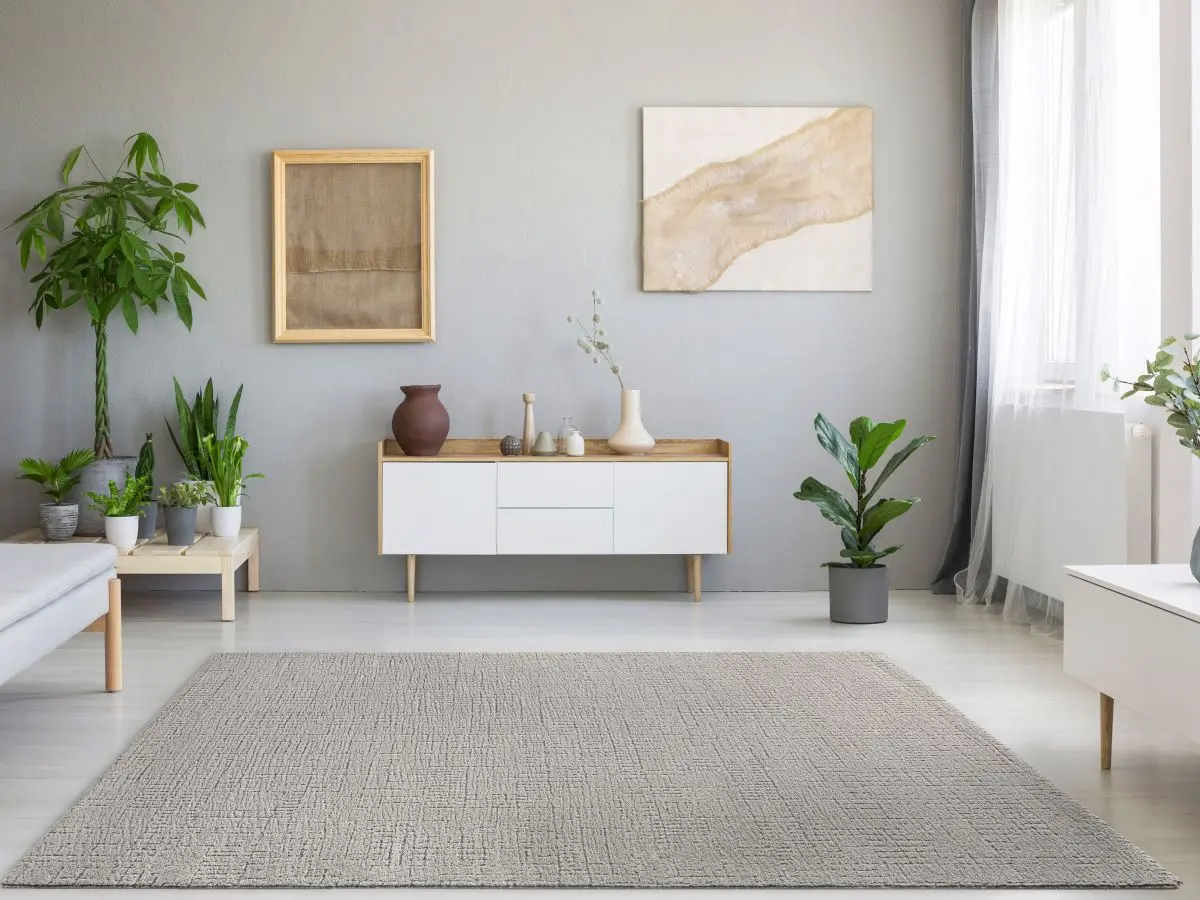 Kurzflorteppich Tredito Silber Milieubild