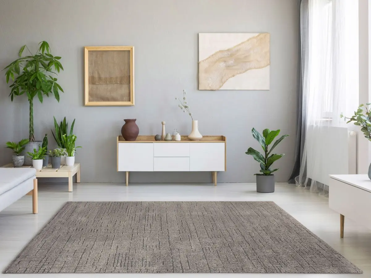 Kurzflorteppich Tredito Taupe Milieubild