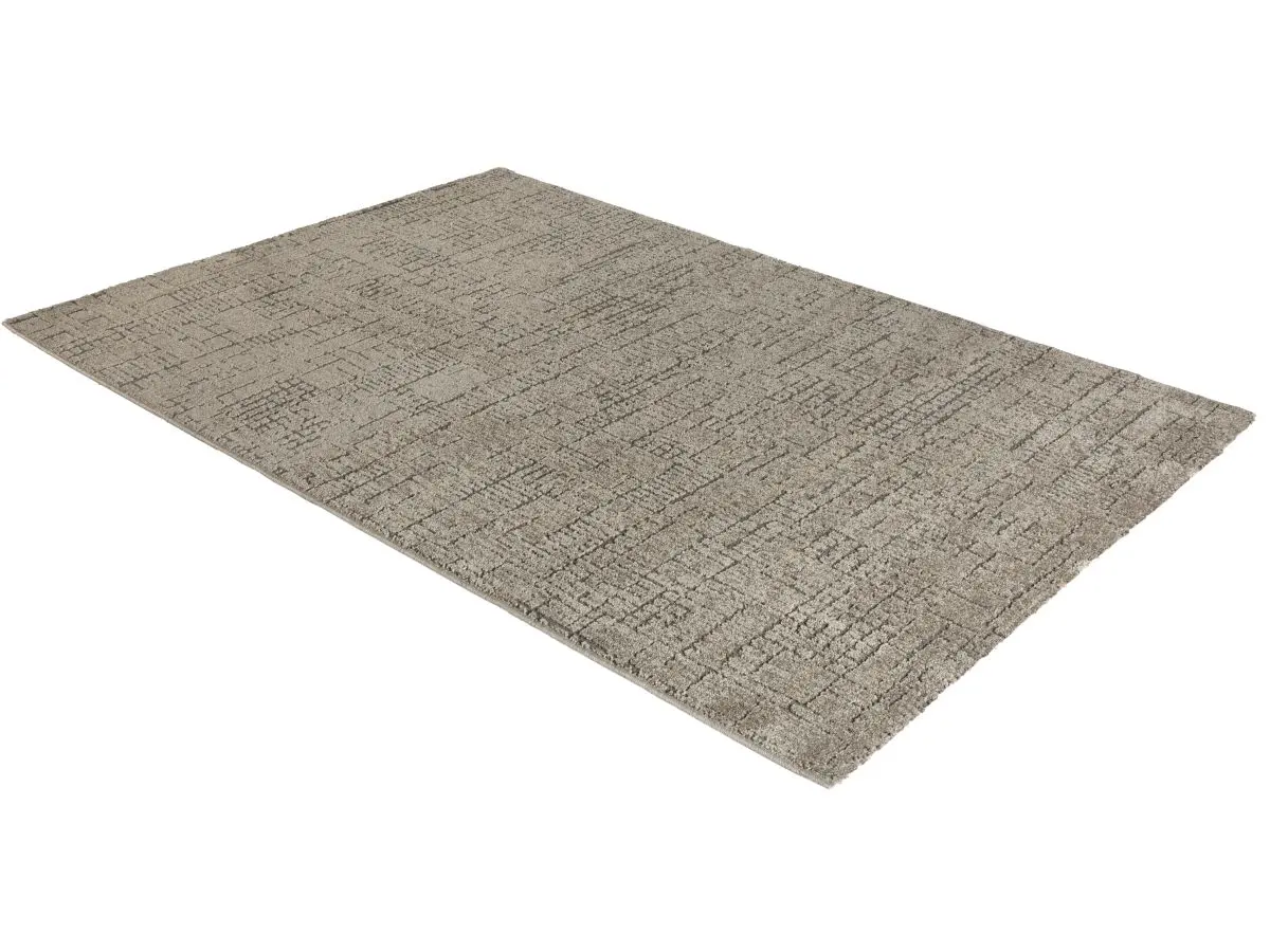 Kurzflorteppich Tredito Taupe Draufsicht schräg