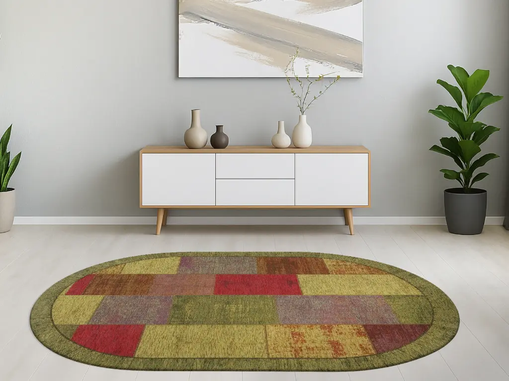 Designteppich Pablo Multi oval Milieu