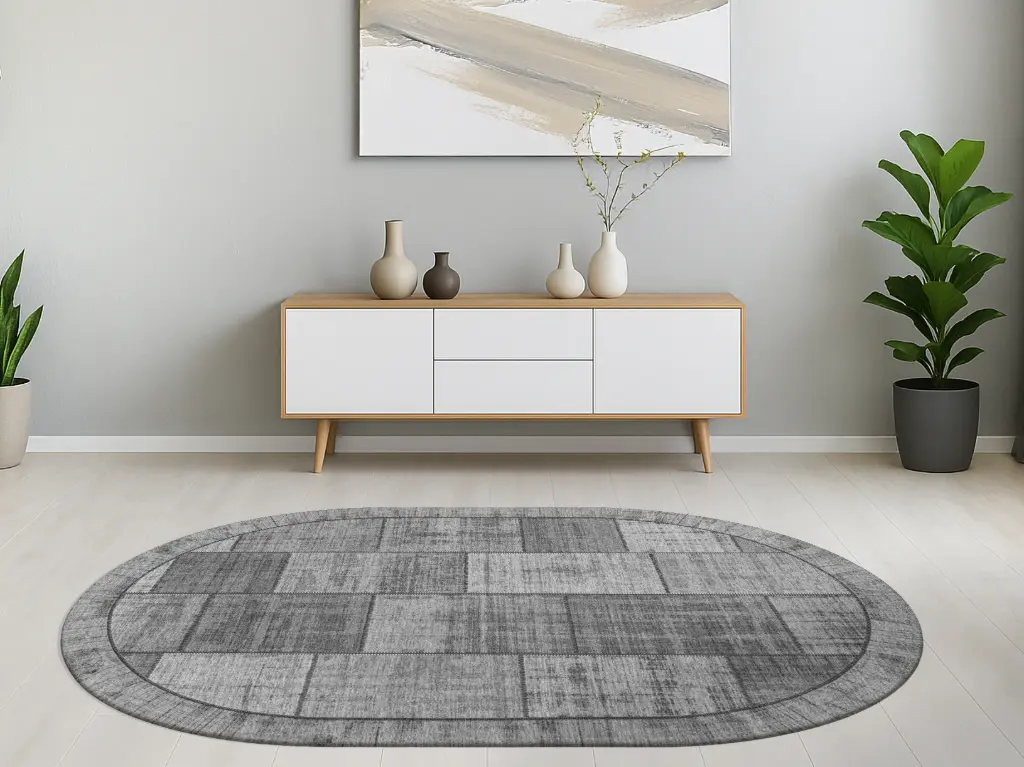 Designteppich Pablo Grau oval Milieu